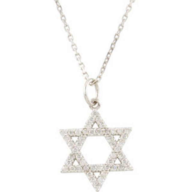 14K White Gold 1/5 CTW Natural Diamond Star of David Necklace 