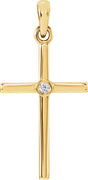 14K Yellow .015 CT Natural Diamond Cross Pendant