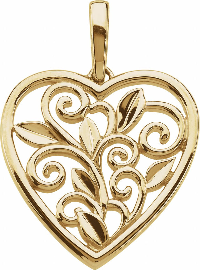 14K Yellow Filigree Heart Pendant