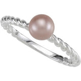 Sterling Silver Imitation Pink Pearl Rope Ring