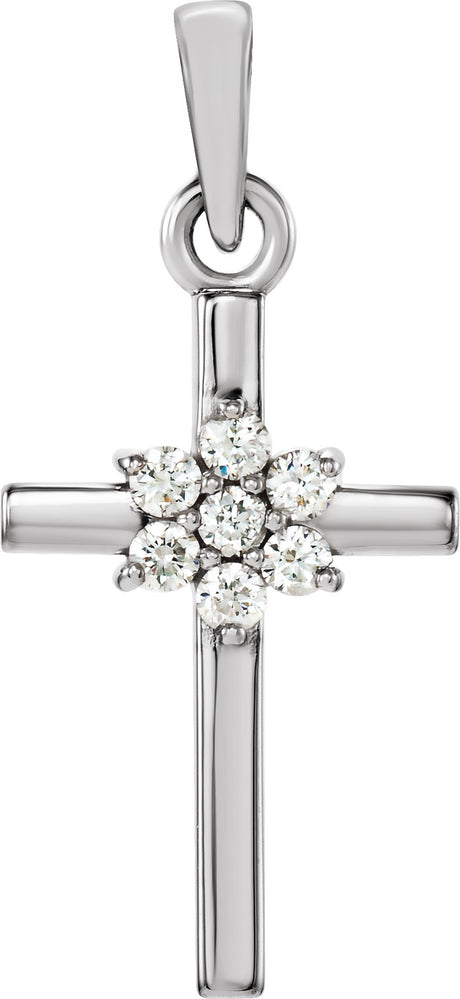 14K White .06 CTW Natural Diamond Cross Pendant