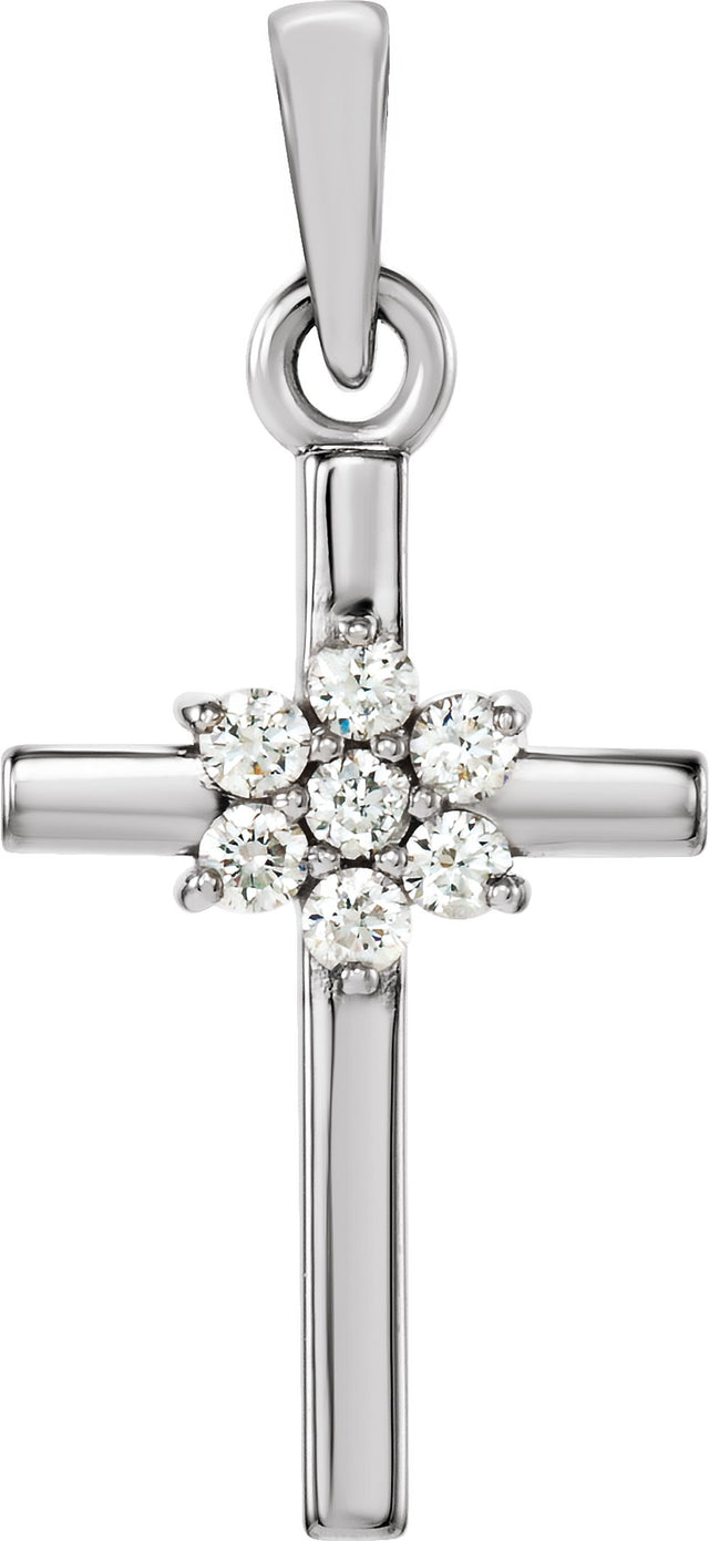 14K White .06 CTW Natural Diamond Cross Pendant