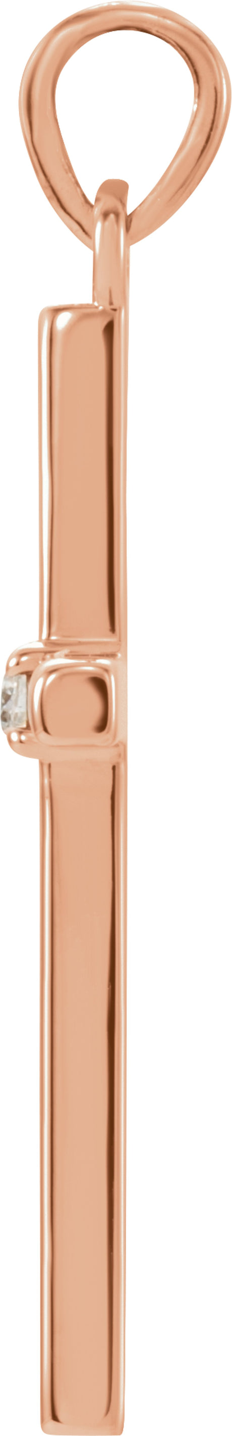 14K Rose Gold .02 CT Natural Diamond Cross Pendant