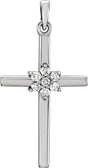 14K White 1/10 CTW Natural Diamond Cross Pendant