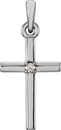 14K White .01 CT Natural Diamond Cross Pendant