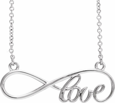 14K White 27.5x8.4 mm Infinity-Inspired Love 17" Necklace