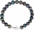 Sterling Silver Cultured Black Freshwater Pearl 7 3/4" Bracelet