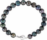 Sterling Silver Cultured Black Freshwater Pearl 7 3/4" Bracelet