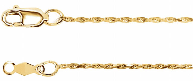 14K Yellow Gold 1 mm Diamond-Cut Rope 16" Chain