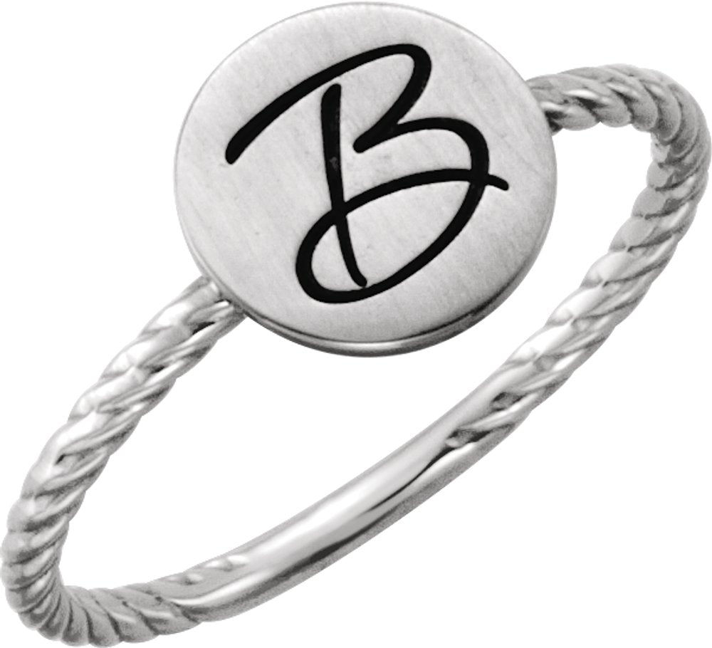 Continuum Sterling Silver Be Posh® Engravable Rope Signet Ring