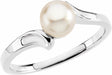 14K White Cultured White Akoya Pearl Ring