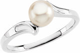 14K White Cultured White Akoya Pearl Ring