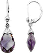 14K White Natural Amethyst Briolette Earrings