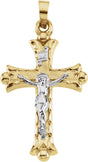 14K Yellow & White 25x18 mm Hollow Crucifix Pendant