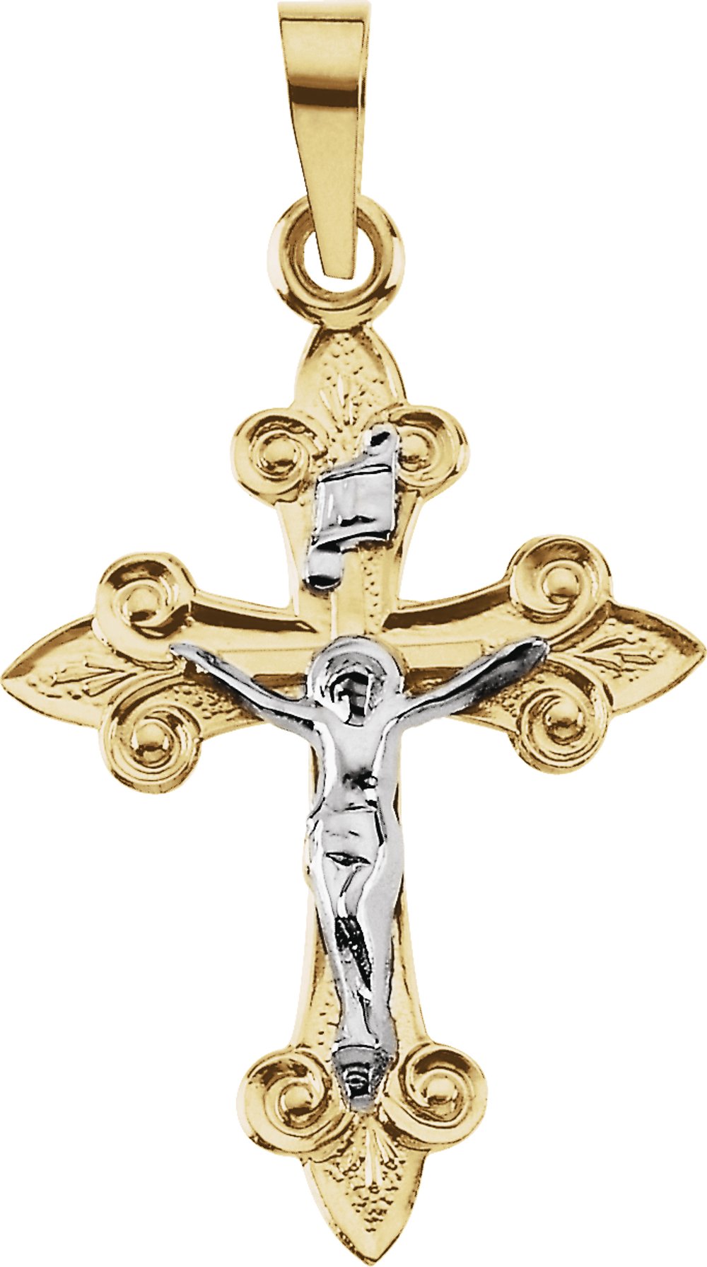 14K Yellow/White 22x17 mm Crucifix Pendant