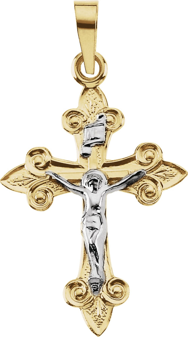 14K Yellow/White 22x17 mm Crucifix Pendant