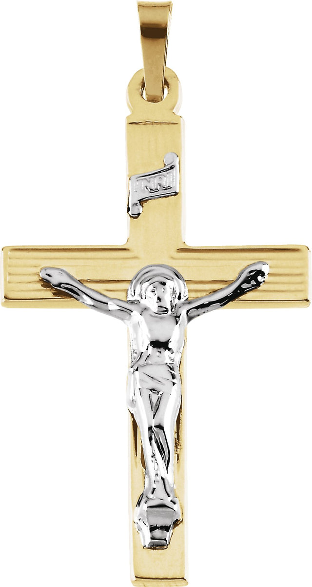 14K Yellow & White 29x19 mm Crucifix Pendant