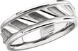 Sterling Silver 6.75 mm Milgrain Edge Diagonal Grooved Comfort-Fit Half Round Band Size 8.5