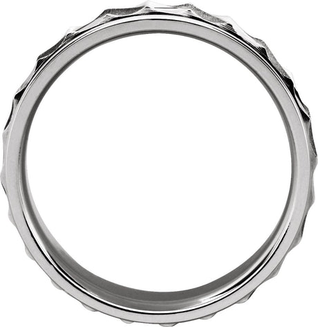 Sterling Silver 6.75 mm Milgrain Edge Diagonal Grooved Comfort-Fit Half Round Band Size 8.5