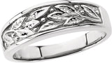 14K White Gold 6.5 mm Floral Band
