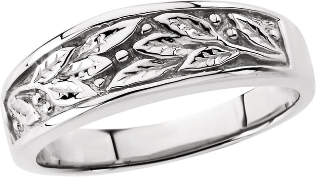 14K White Gold 6.5 mm Floral Band