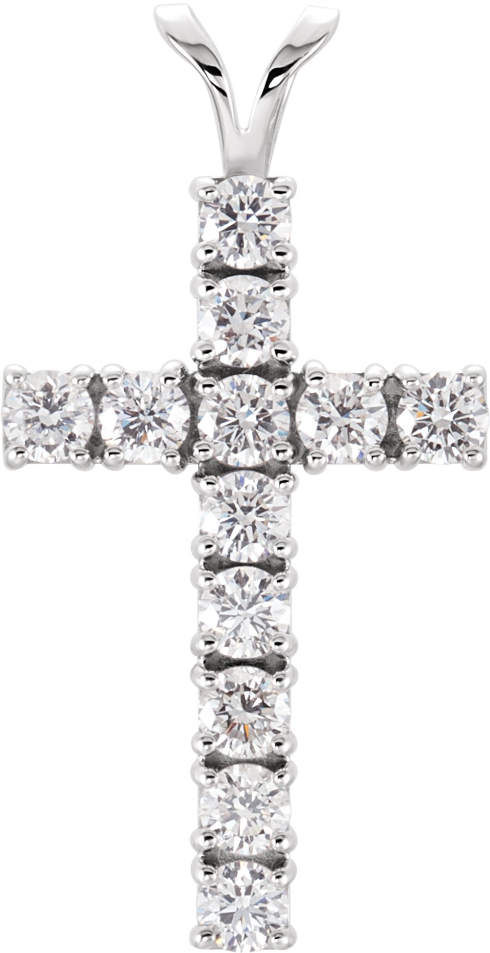 14K White 1 1/5 CTW Natural Diamond Cross Pendant