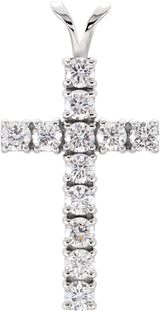 14K White 1 1/4 CTW Lab-Grown Diamond Cross Pendant