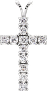 14K White Gold 1 1/4 CTW Lab-Grown Diamond Cross Pendant
