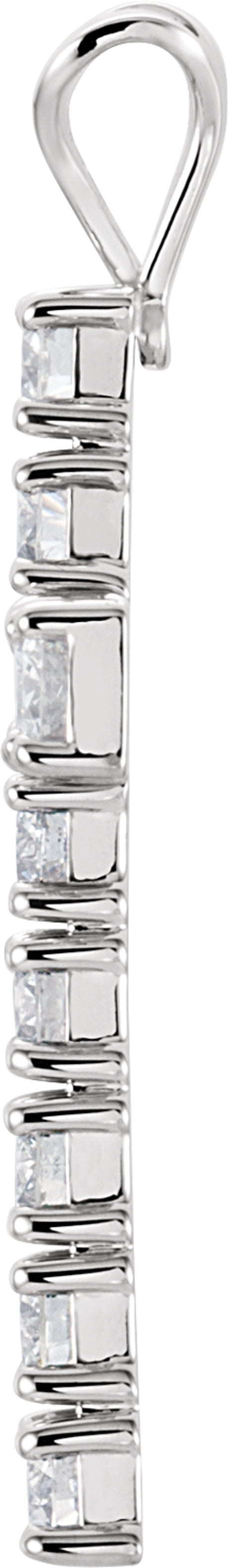 14K White 1 CTW Natural Diamond Cross Pendant