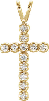 14K Yellow  1/8 CTW Lab-Grown Diamond Cross Pendant