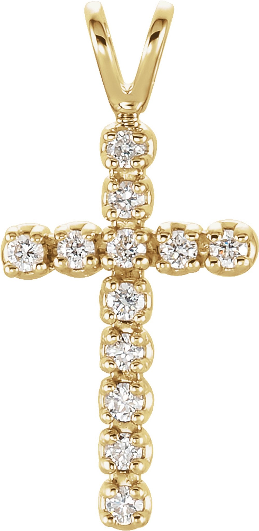 14K Yellow Gold 1/10 CTW Natural Diamond Cross Pendant