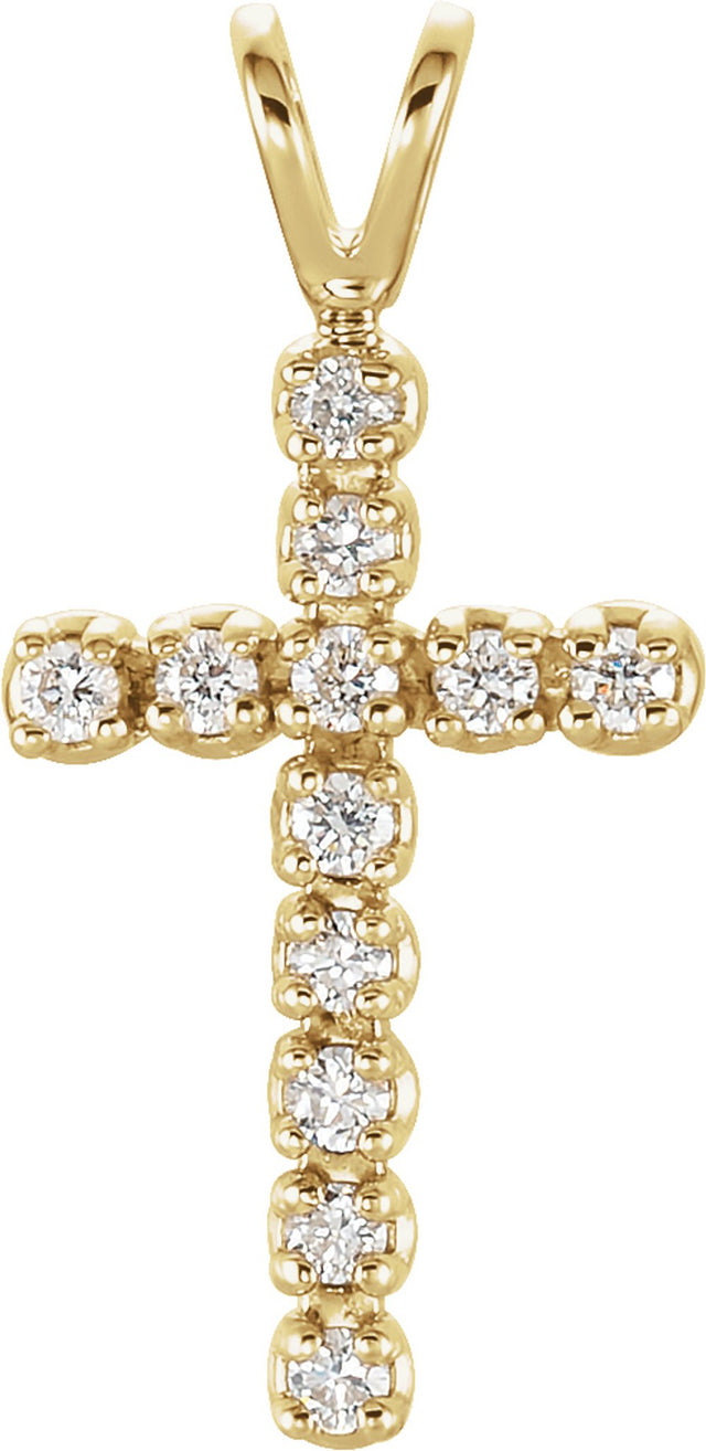 14K Yellow Gold 1/10 CTW Natural Diamond Cross Pendant