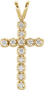 14K Yellow Gold 1/10 CTW Natural Diamond Cross Pendant
