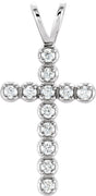 14K White 1/8 CTW  Lab-Grown Diamond Cross Pendant