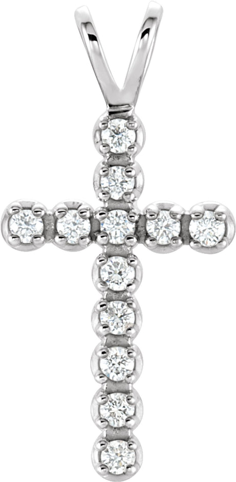14K White Gold 1/10 CTW Natural Diamond Cross Pendant