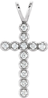 14K White Gold 1/8 CTW  Lab-Grown Diamond Cross Pendant