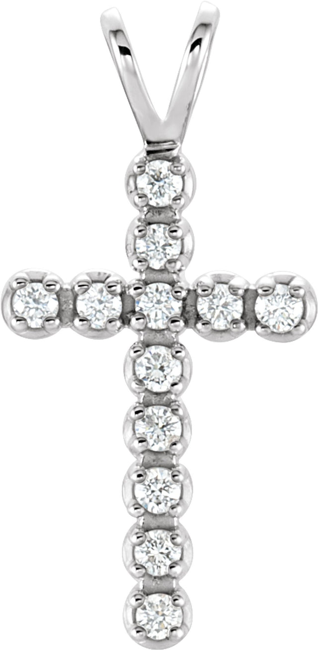 14K White Gold 1/8 CTW  Lab-Grown Diamond Cross Pendant