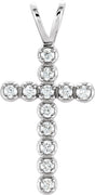 14K White Gold 1/8 CTW  Lab-Grown Diamond Cross Pendant
