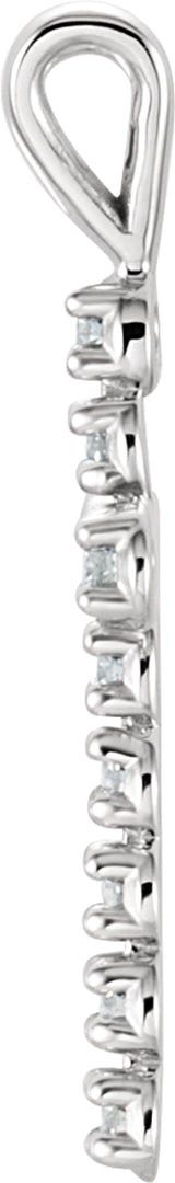 14K White Gold 1/8 CTW  Lab-Grown Diamond Cross Pendant