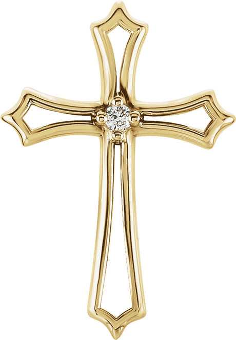 14K Yellow .015 CTW Natural Diamond Cross Pendant