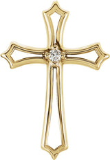 14K Yellow Gold .015 CTW Natural Diamond Cross Pendant