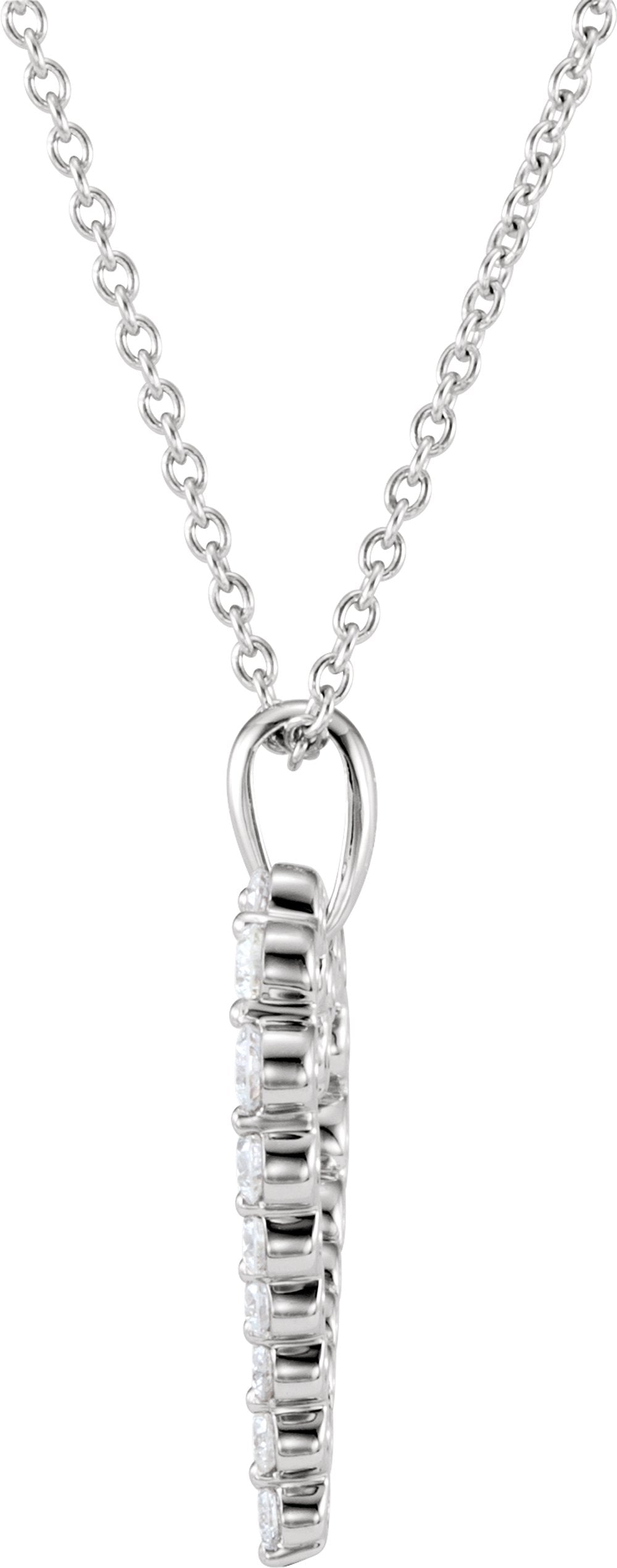 14K White 1 CTW Natural Diamond Heart 18" Necklace