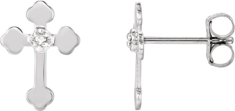 14K White .01 CTW Natural Diamond Cross Earrings