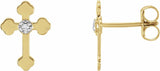 14K Yellow/White .01 CTW Natural Diamond Cross Earrings