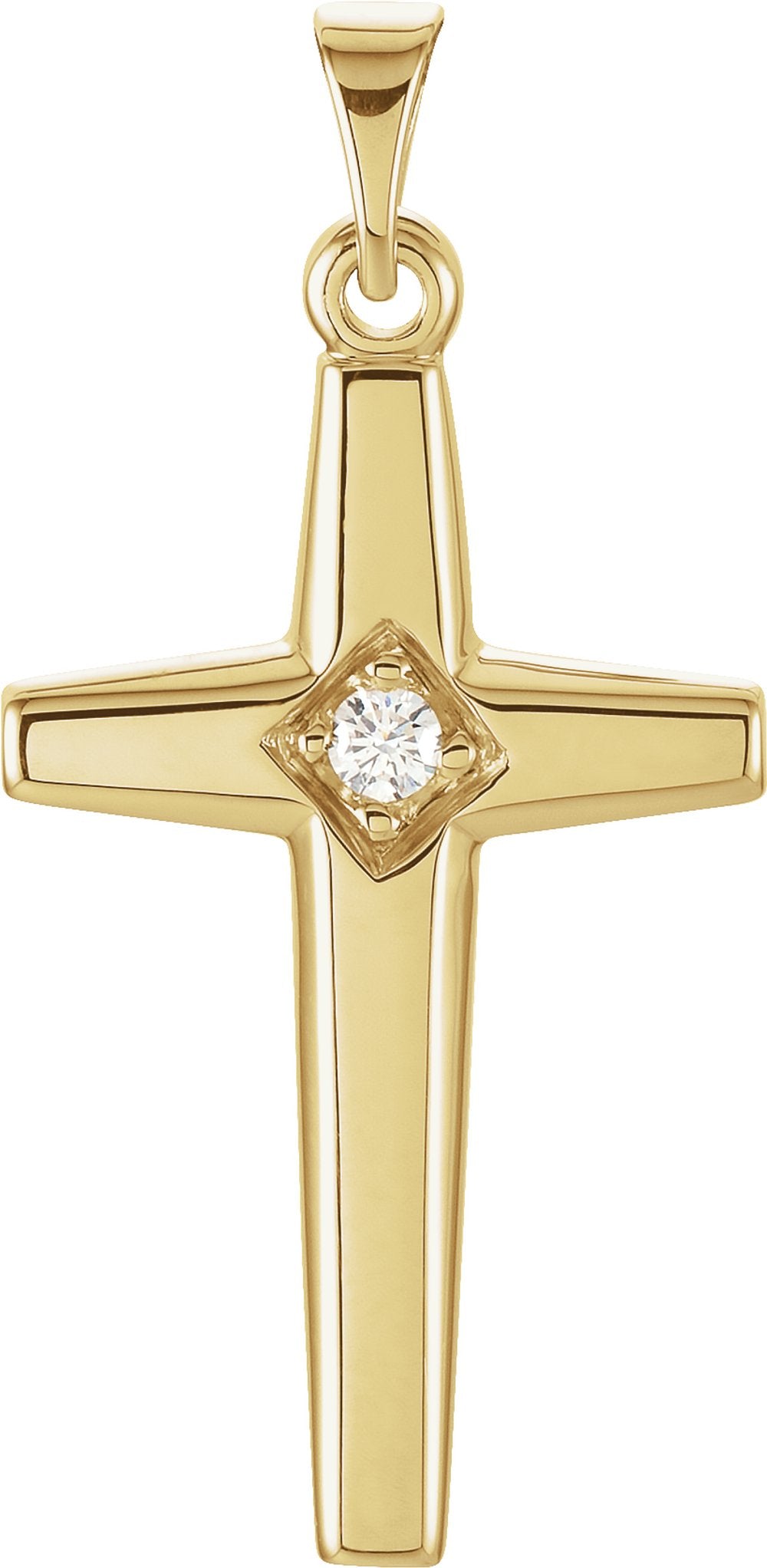 14K Yellow .04 CTW Natural Diamond Cross Pendant 