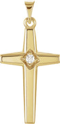 14K Yellow .04 CTW Natural Diamond Cross Pendant 