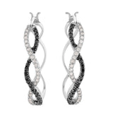 14K White 1/2 CTW Black & White Natural Diamond Hoop Earrings