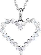 14K White Gold 1 CTW Natural Diamond Heart 18" Necklace