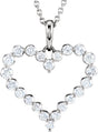 14K White Gold 1 CTW Natural Diamond Heart 18" Necklace