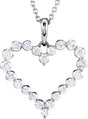 14K White 1 CTW Natural Diamond Heart 18" Necklace